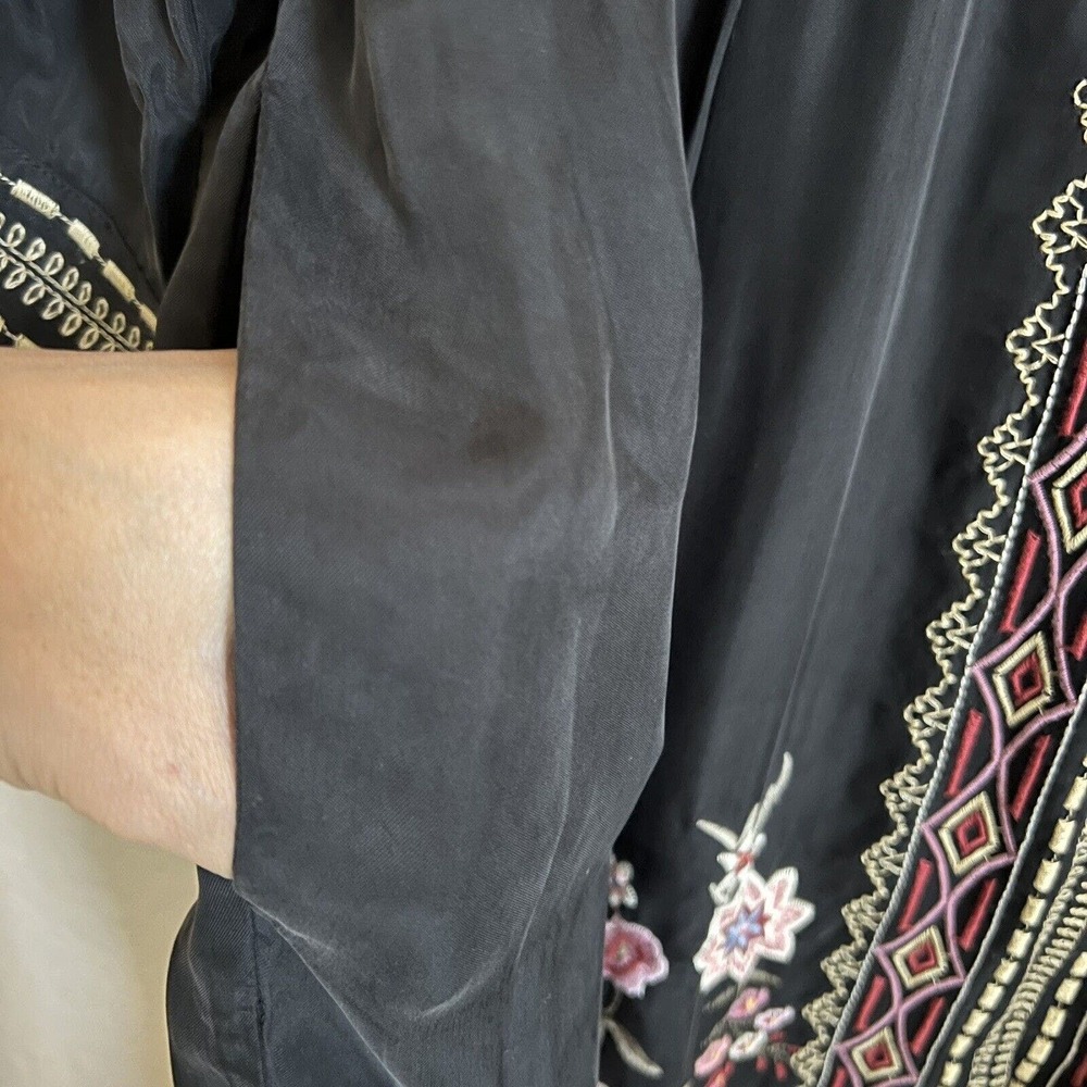 Johnny Was NWOT Sz 1X Fairlie Midi Dress Long Slv Embroidered Boho Black Belted - Picture 5 of 10